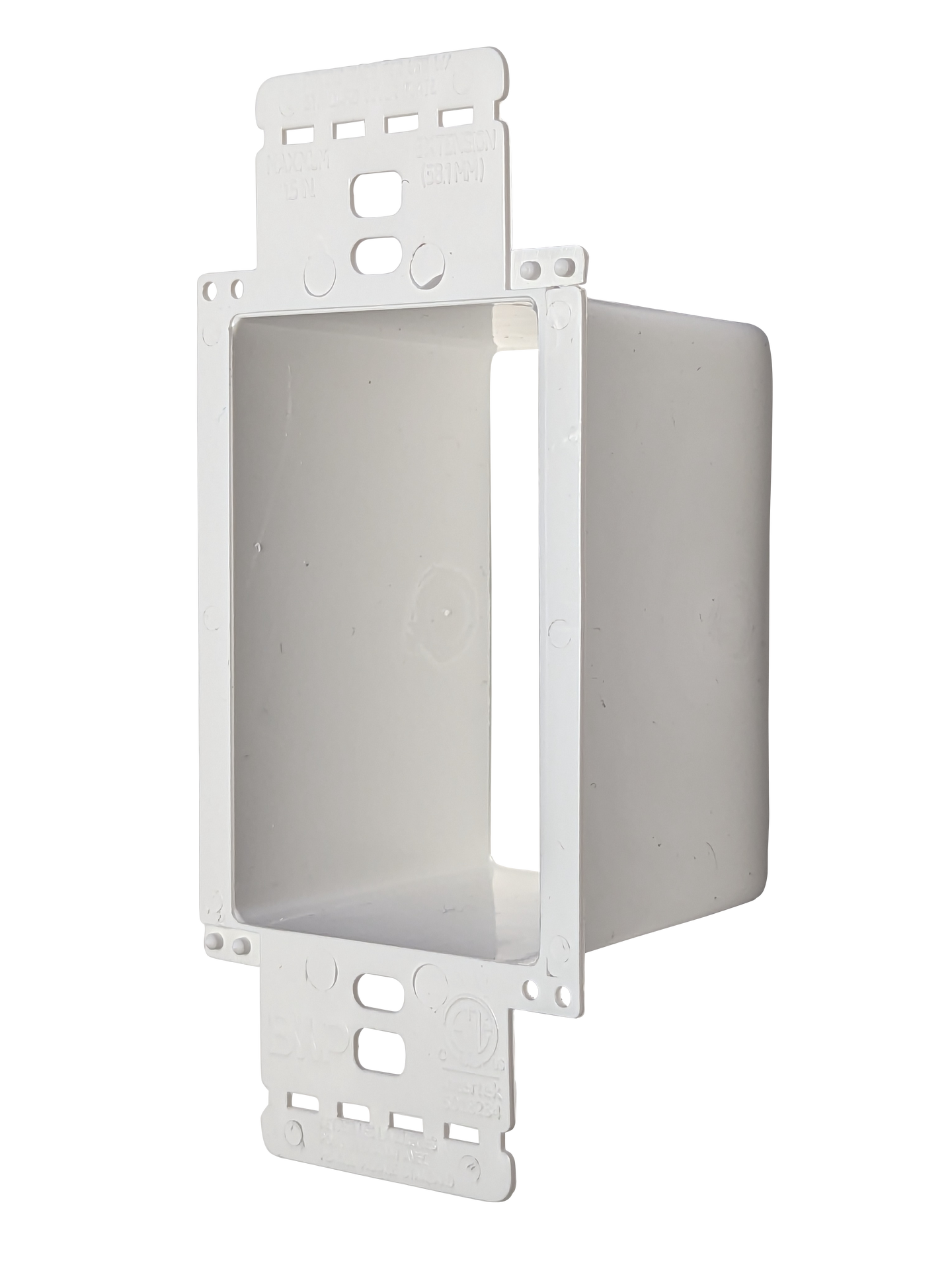BestMounts Multi-Gang Non-Metallic Electrical Box Extender - White, (2-Pack) with 6-32 Flat Head screws