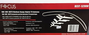 Focus Antennas HD Medium Range Indoor/Outdoor (50 mi/80 km) UHF/VHF HDTV Antenna (BEST-5200V)