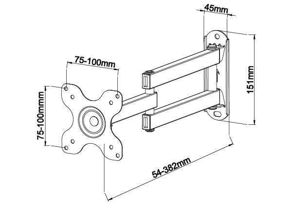 BestMounts 13-30 inch TV/Monitor Articulating (Swinging) Wall Mount - Up to 33 lb (15 kg) (BVM-230)