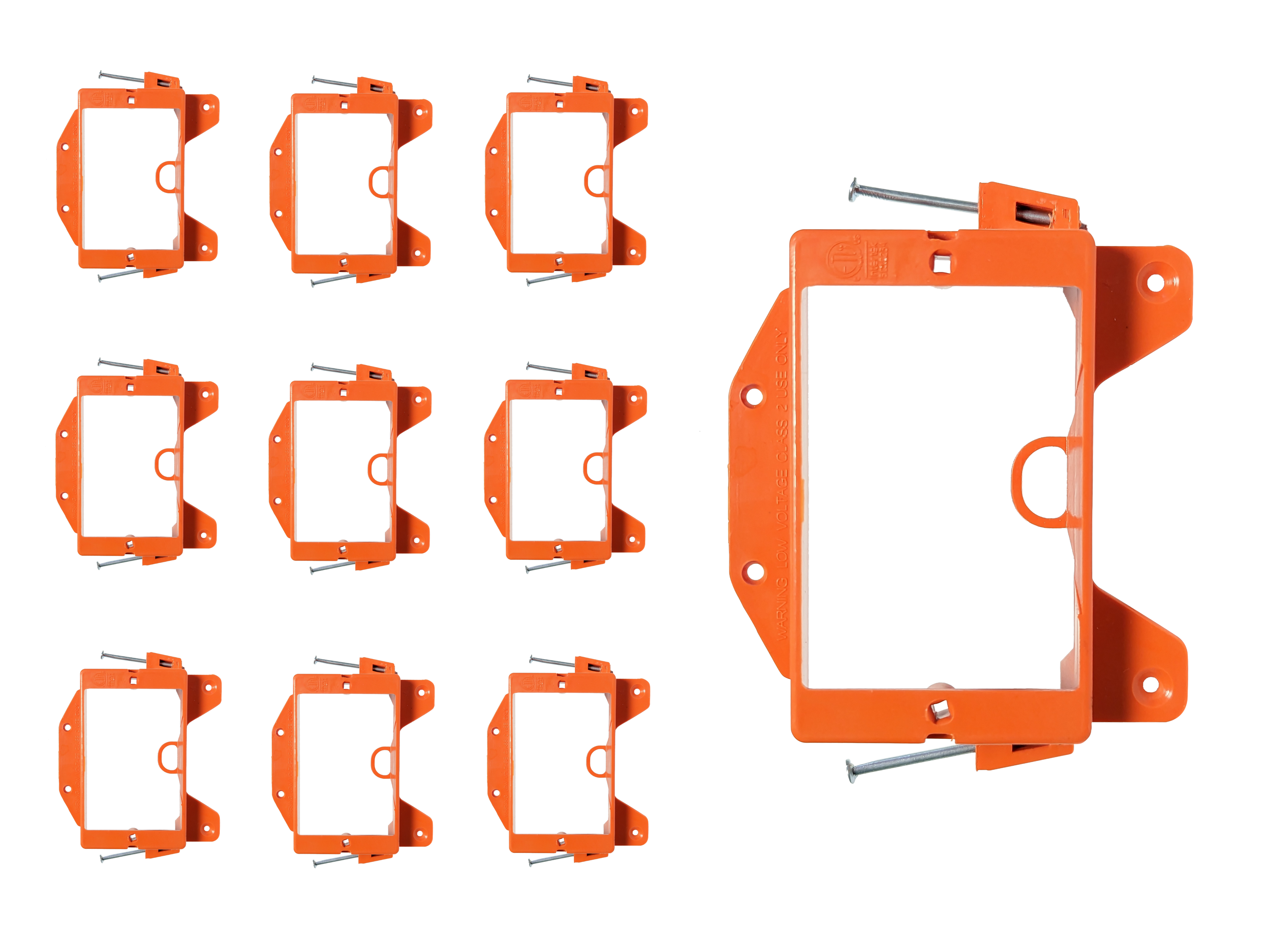 BestMounts - Low Voltage Nail-ON Mounting Bracket 1 Gang LVN1 Multipurpose New Construction – (100 Pack, Orange)