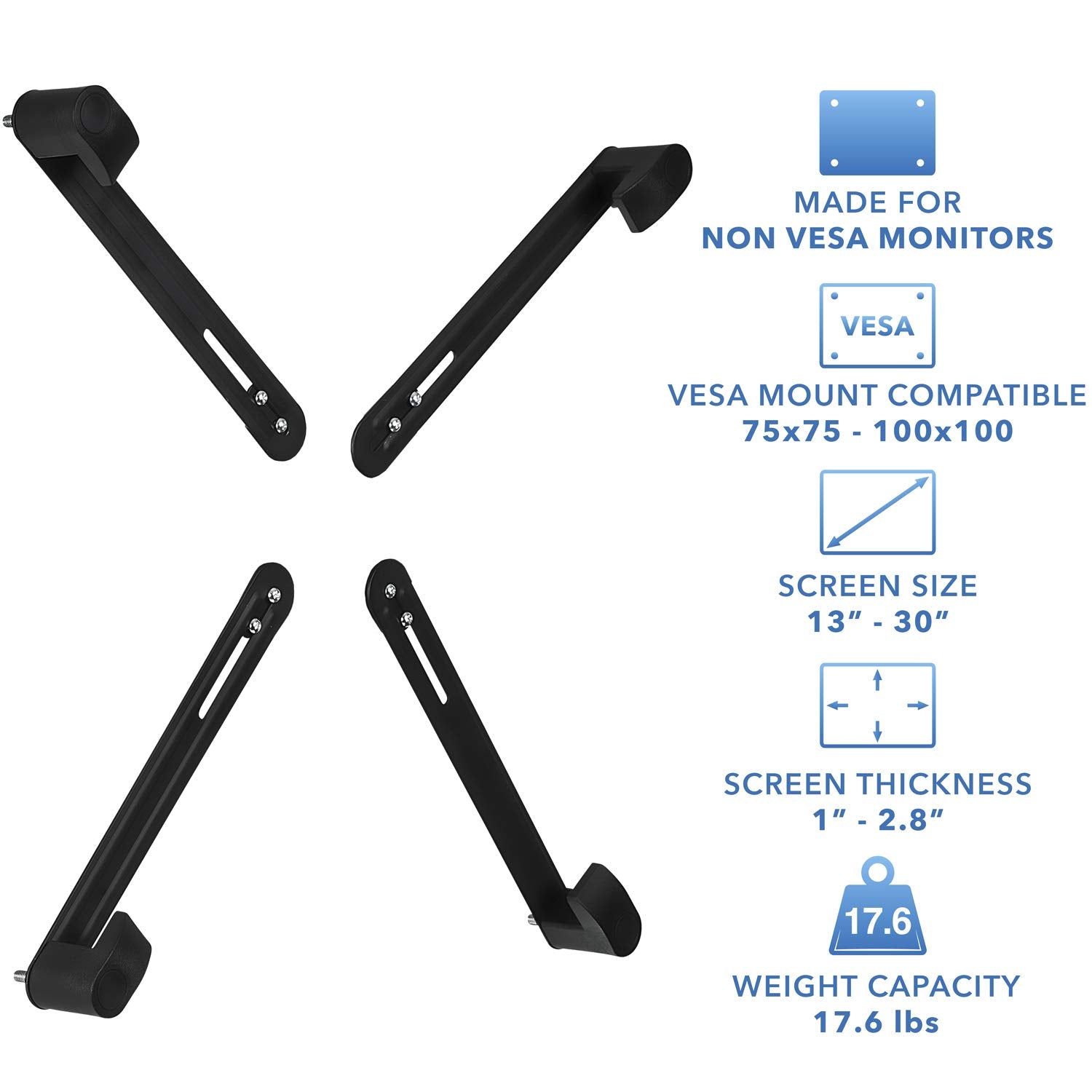 BestMounts VESA Adapter Mount Bracket Kit for Non VESA HP ACER Samsung Dell Asus Monitors 19 to 37 inch VESA 75x75 and VESA 100x100, Black (BNVKIT-15)
