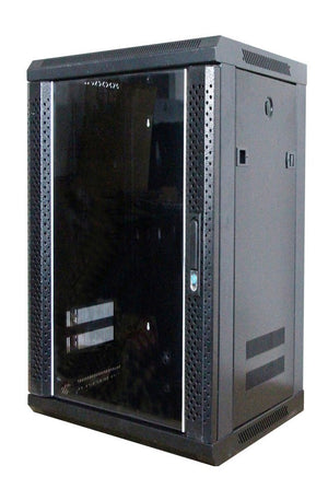 15U Wall Mount Network Server Cabinet Rack Enclosure Ventilation Door Lock Network Rack Black (Fully Assembled) 450mm