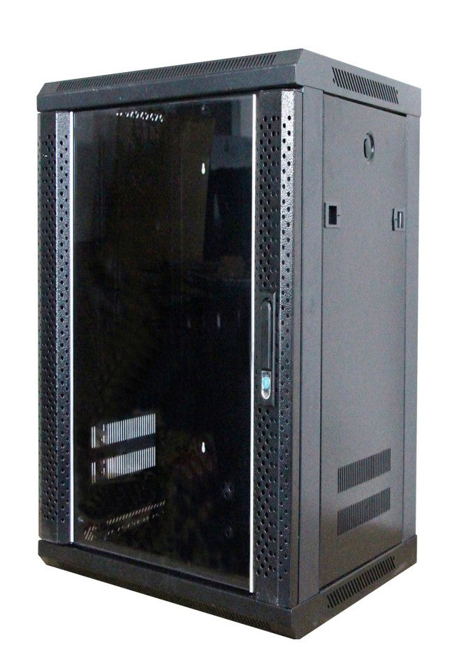 21U Wall Mount Network Server Cabinet Rack Enclosure Ventilation Door Lock Network Rack Black (Fully Assembled) 450mm