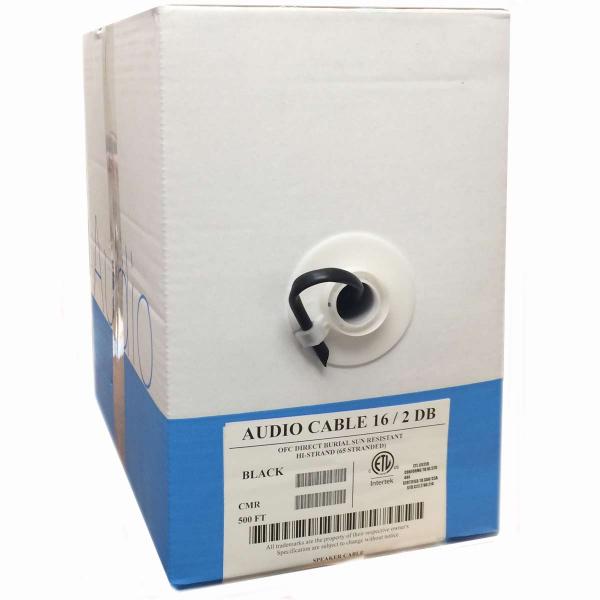 16 AWG Direct-Burial Outdoor Rated Speaker 2-Wire - 500 ft/150 m (Black)