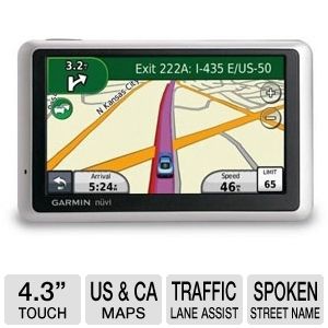Garmin 1350LMT Nuvi GPS - 4.3 inch Touch Screen Display, Voice Prompts, Lane Assist, ecoRoute, North American Maps [Refurbished]