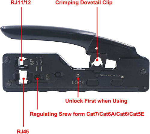 Network Crimping Tool For RJ45 RJ11 RJ12 Cat7 Cat6/6a Cat5/5e 6Pin 8Pin