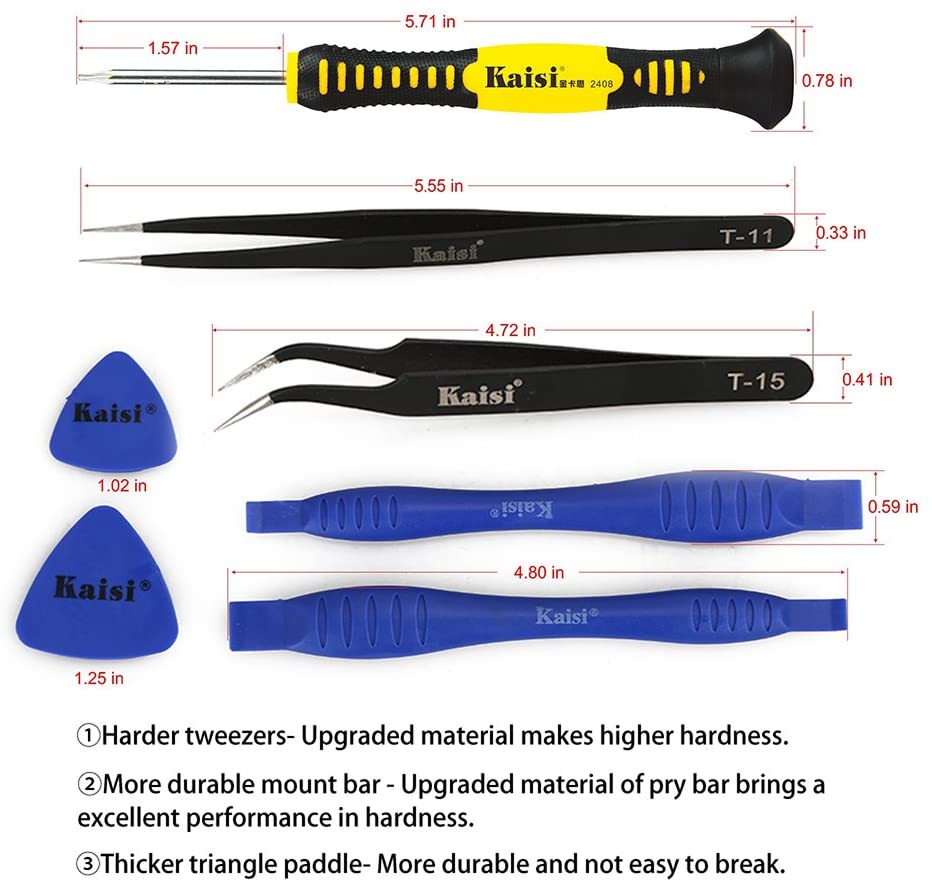 TOOL-KS-2408 Professional Electronics Repair Tool Kit with Phillips Flathead and Torx Star Magnetic Bit Compatible For iPhone, iMac, MacBook, Laptop, Tablet PC and More – 16 Piece