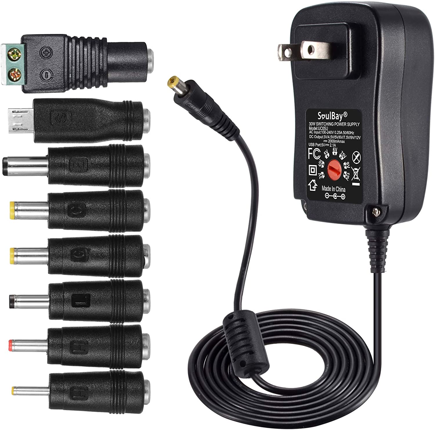 30W 2.1A USB Port UNIVERSAL WALL PLUG-IN ADAPTOR