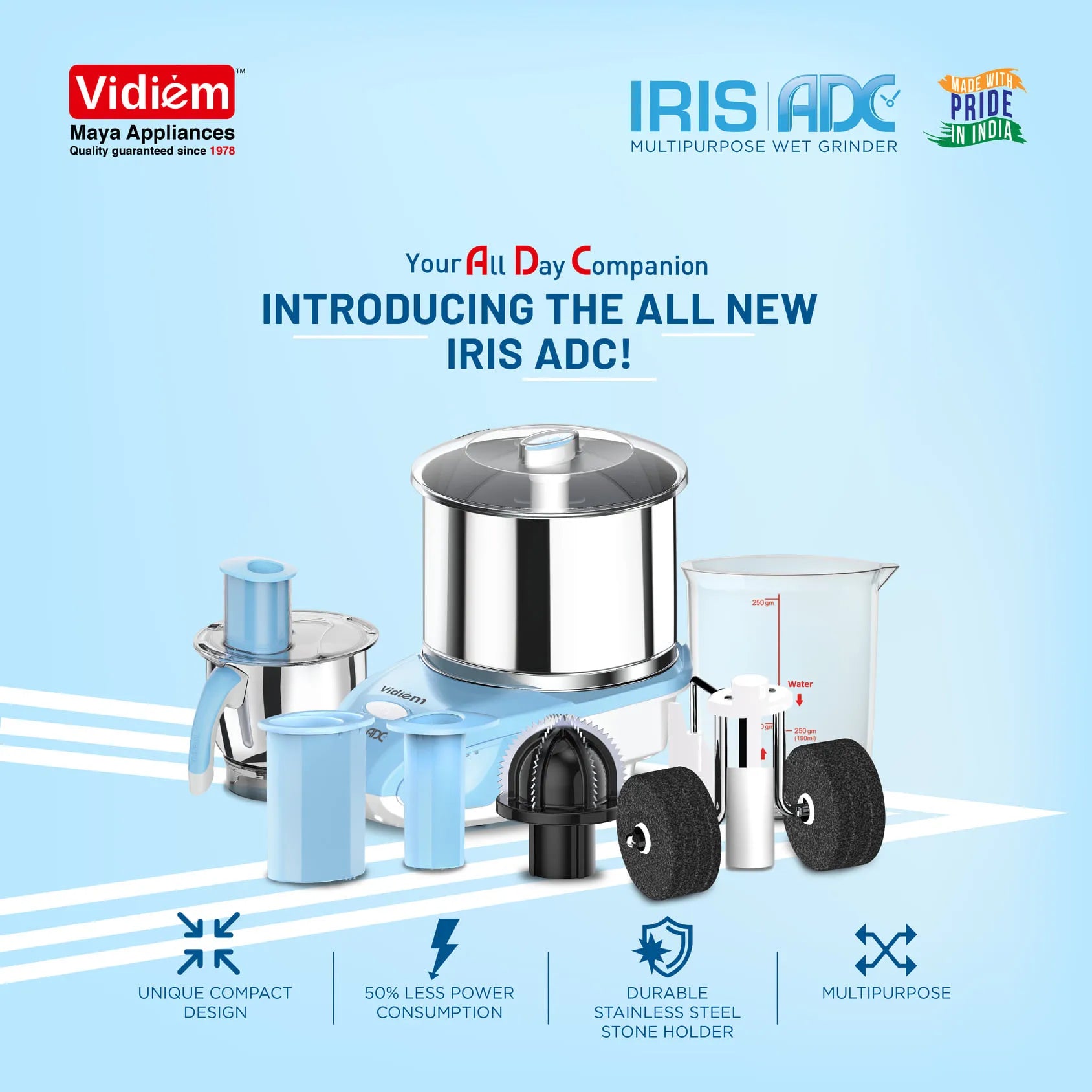 IRIS ADC Wet Grinder 2.0 Lt with Multi-Chef Jar Food Processor