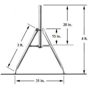 3 ft (90 cm) Tripod with 1.66 in (4.2 cm) Outer Diameter Mast