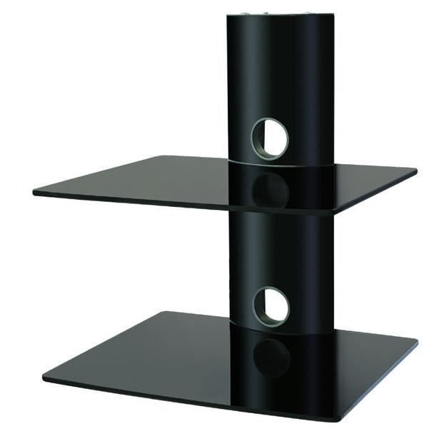 BEST 2-Tier DVD/Receiver/STB Wall Mount Glass Shelf Unit - Up to 44 lb (20 kg) (BEST-DVD-2)