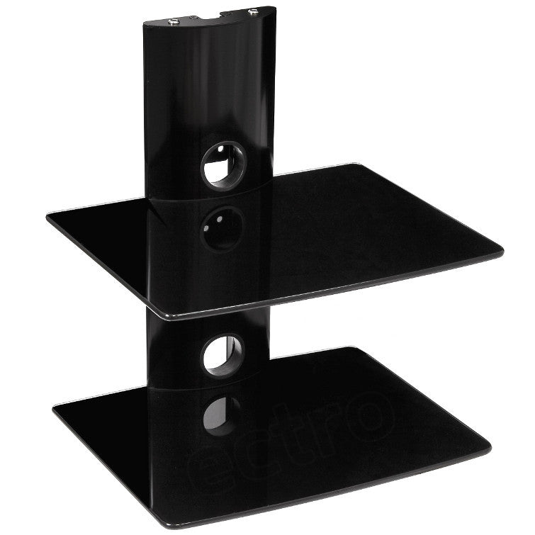 BEST 2-Tier DVD/Receiver/STB Wall Mount Glass Shelf Unit - Up to 44 lb (20 kg) (BEST-DVD-2)