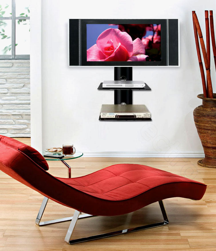 BEST 2-Tier DVD/Receiver/STB Wall Mount Glass Shelf Unit - Up to 44 lb (20 kg) (BEST-DVD-2)