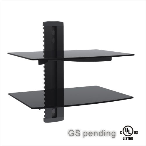 BEST 2-Tier DVD/Receiver/STB Wall Mount Glass Shelf Unit - Up to 18 lb (8 kg) (BEST-DVD-712)