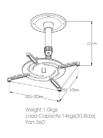 BEST Universal Projector Ceiling Mount - Up to 30 lb (14 kg) (UPM-001)