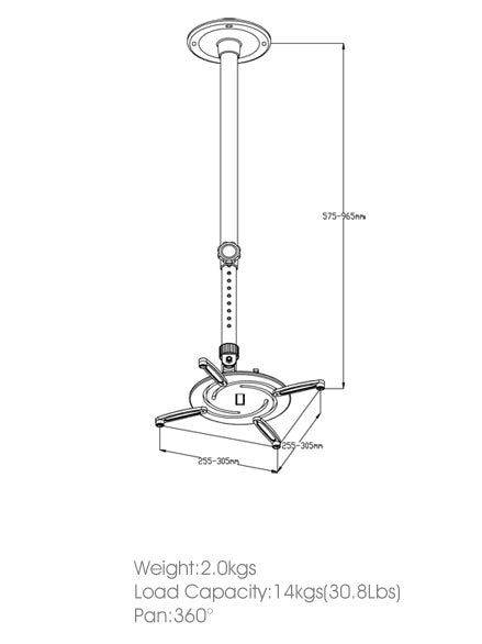 BEST Universal Projector Extended Ceiling Mount - Up to 30 lb (14 kg) (UPM-002)