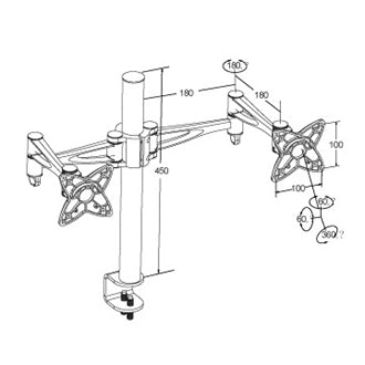 BEST Dual 10-23 inch LCD Monitor Desk Mount - Up to 33 lb (15 kg) (BDM-003)