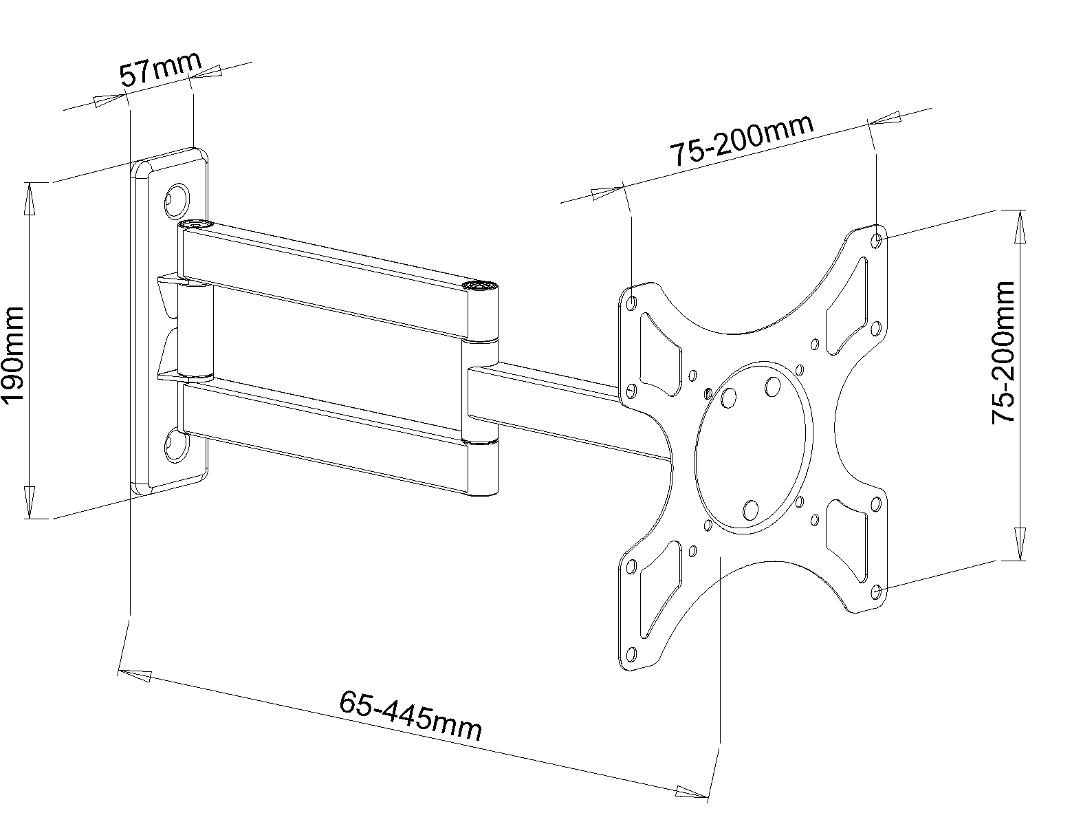 BEST 19-37 inch TV/Monitor Articulating (Swinging) Wall Mount - Up to 55 lb (25 kg) (BLM-240)