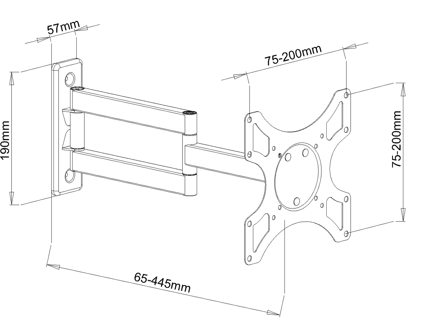 BEST 19-37 inch TV/Monitor Articulating (Swinging) Wall Mount - Up to 55 lb (25 kg) (BLM-240)