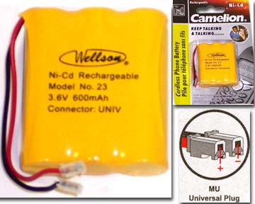 NI-CD 3 x AA Rechargeable Cordless Phone Battery - 3.6V 600mAh, Universal Plug