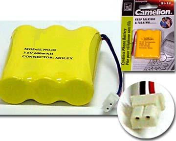NI-CD 3 x AA Rechargeable Cordless Phone Battery - 3.6V 600mAh, Molex White Plug