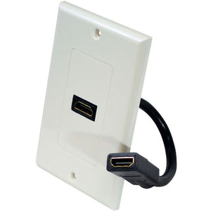 Single HDMI Wall Plate with Back Built-in Flexible Cable (White)