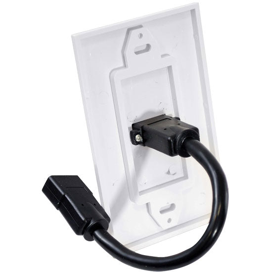 Single HDMI Wall Plate with Back Built-in Flexible Cable (White)