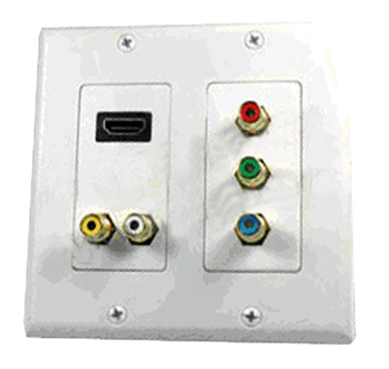 HDMI + 2 RCA + 3 RCA Double Wall Plate (White)