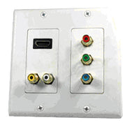 HDMI + 2 RCA + 3 RCA Double Wall Plate (White)
