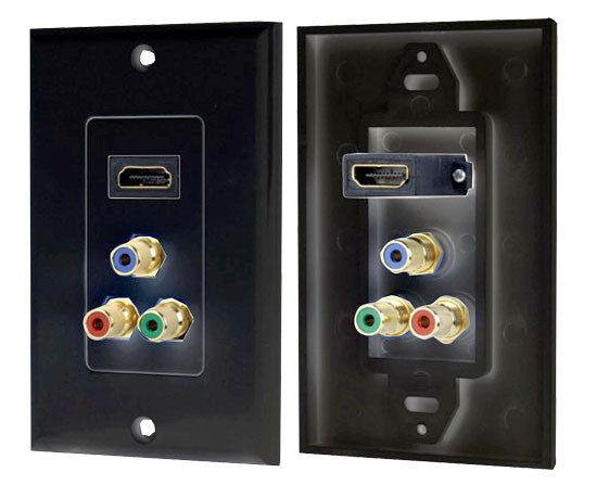 HDMI + 3 (RGB/RCA) Component Wall Plate (Black)