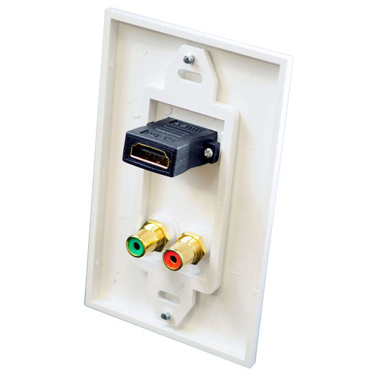 HDMI + Stereo RCA Wall Plate (White)