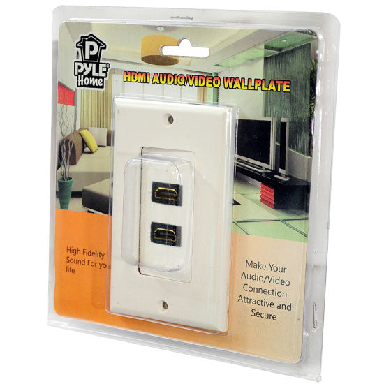 Dual HDMI Wall Plate with Back Built-in Flexible Cable (White)