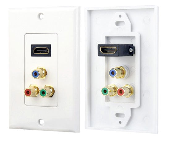 HDMI + 3 (RGB/RCA) Component Wall Plate (White)
