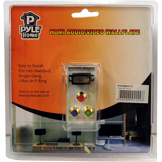 HDMI + 3 (RGB/RCA) Component Wall Plate (White)