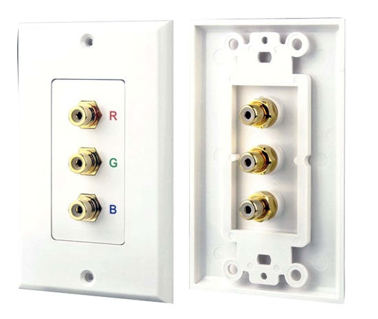 Triple RGB/RCA Component Wall Plate (White)