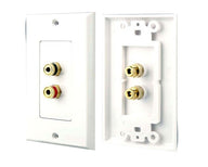 Dual Post Binding/Banana Plug Wall Plate for 1 Speaker (White)