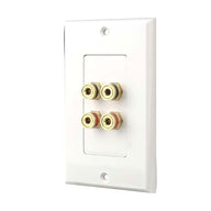 Quad Post Binding/Banana Plug Wall Plate for 2 Speakers (White)