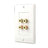 Quad Post Binding/Banana Plug Wall Plate for 2 Speakers (White)