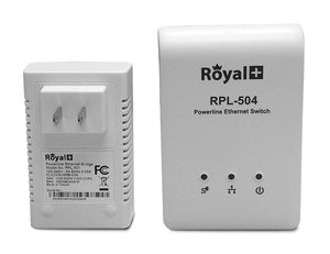 RoyalPlus HomePlug AV 500 Mbps Powerline 4-Port Network Bridge (2 Pieces)