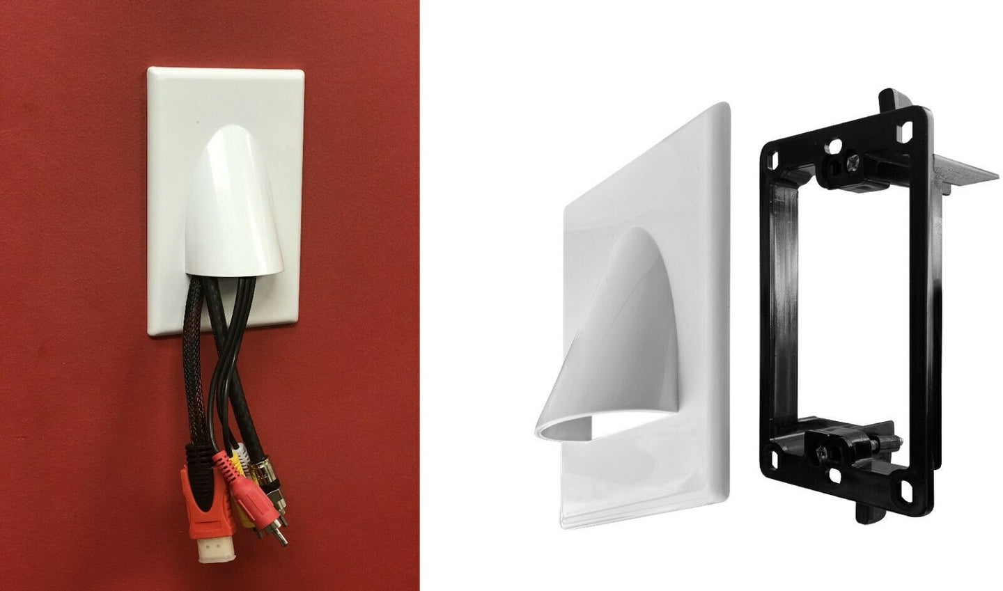 BestMounts 1-Gang Screw Less Recessed Low Voltage Cable Wall Plate (1-Pack) with Best Low Voltage Mounting Bracket (1-Pack)